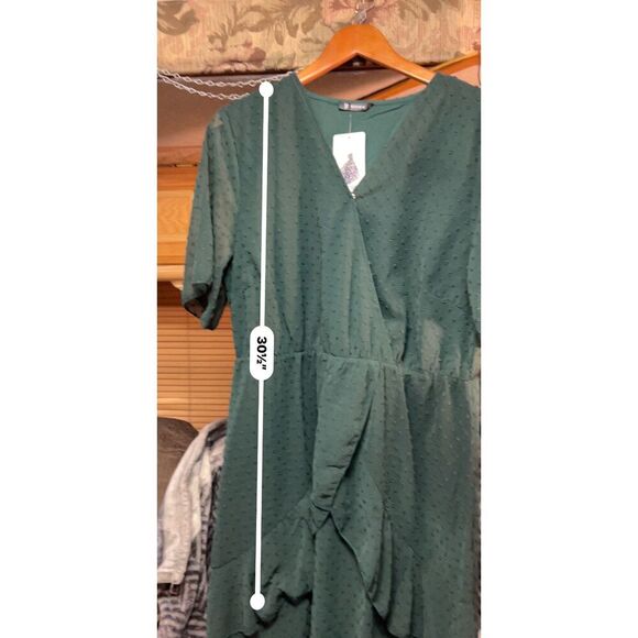 BTFBM Green Swiss Dot Midi Dress Extra Large - Picture 6 of 8